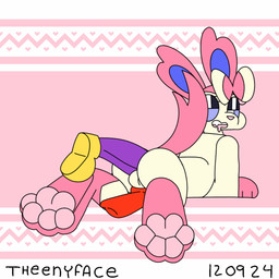 anal anal_penetration animal_genitalia animal_penis animated_background backsack balls big_butt blinking bodily_fluids bow_(feature) butt canine_genitalia canine_penis cum cumshot disembodied_penis duo ejaculation erection feet foot_focus genital_fluids genitals looking_back lying male male/male male_penetrated male_penetrating male_penetrating_male on_front pawpads penetration penile penile_penetration penis penis_backwards penis_in_ass pink_background sex simple_background solo_focus tail tail_motion tailwag theenyface nintendo pokemon butters_(theenyface) eeveelution generation_6_pokemon pokemon_(species) sylveon 1:1 2d_animation animated loop motion_tweening