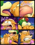 anal anthro anus balls black_nose bottomless bowser bulge canid canine clothed clothing cloud collar comic duo elfein fox fox_mccloud fur gasp genitals hair hi_res horn koopa lying male male/male mammal mario_bros muscular nintendo nude open_mouth oral outside outside_sex overweight penis red_hair rimming scalie sex skimpy slightly_chubby spiked_collar spikes star_fox tongue tongue_out