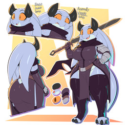 anthro big_breasts big_butt breasts butt clothed clothing female freckles holding_melee_weapon holding_object holding_sword holding_weapon huge_butt legwear melee_weapon no_underwear solo sword thick_thighs thigh_highs weapon trinity-fate62 kureka_(trinity-fate62) kobold scalie 1:1 2023 absurd_res hi_res