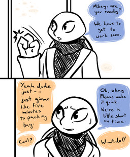 anthro bodily_fluids clothed clothing dialogue door knocking male offscreen_character shell solo speech_bubble sweat sweatdrop sweater text topwear turtleneck inkyfrog teenage_mutant_ninja_turtles leonardo_(tmnt) reptile scalie turtle 2017 english_text