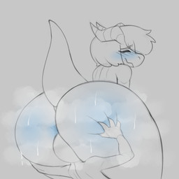 anthro asphyxiation big_butt blush bodily_fluids butt deep_skin duo eyes_closed facesitting hair hand_on_butt horn huge_butt male male/male musk raised_tail rear_view shoulder_blades simple_background sitting_on_another smothering sweat sweaty_butt tail thick_thighs reddrago mythology anon dragon mythological_creature mythological_scalie scalie 1:1 2021 absurd_res hi_res restricted_palette