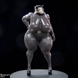 anthro areola balls belly big_balls big_breasts big_butt big_penis breasts butt clothing curvy_figure female footwear genitals glans glistening glistening_areola glistening_arms glistening_balls glistening_belly glistening_body glistening_breasts glistening_butt glistening_genitalia glistening_glans glistening_legs glistening_nipples glistening_penis glistening_skin glistening_thighs gynomorph high_heels huge_balls huge_breasts huge_butt huge_thighs hyper hyper_breasts intersex nipple_piercing nipples obese overweight penis piercing platform_footwear platform_heels shoes simple_background solo tail thick_thighs voluptuous lowndrawthing scp_foundation scp-1471-a canid canine malo mammal 1:1 2025 3d_(artwork) 3d_animation animated digital_media_(artwork) no_sound short_playtime turntable_(animation) video