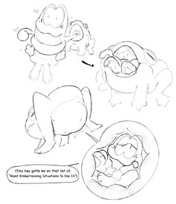 ambiguous_gender belly bloated enemy featureless_crotch feral feral_pred front_view game_over gameplay_mechanics internal internal_vore male oral_vore organs rear_view stomach swallowed_alive swallowing tongue tongue_out vore unkownweirdfantasy_(artist) rubato rubato_(character) amphibian frog hi_res monochrome