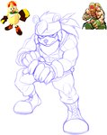 anthro cosplay crossover_cosplay fighting_game fusion male muscular muscular_anthro muscular_human muscular_male simple_background solo white_background meatboom capcom sega sonic_the_hedgehog_(series) street_fighter bark_the_polar_bear bear human mammal polar_bear ursine 2023 crossover hi_res monochrome sketch