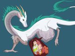 female feral feral_pred fully_inside internal organs questionable_consent stomach tail vore young young_prey bluepredator ghibli mythology spirited_away chihiro_ogino haku_(spirited_away) dragon eastern_dragon human mammal mythological_creature mythological_scalie scalie 4:3 hi_res female_(lore)