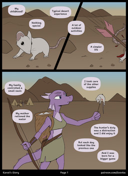 anthro arrow_(weapon) bow_(weapon) clothed clothed_anthro clothing female fully_clothed hunting ranged_weapon solo text weapon soovka karat_(soovka) kobold mammal mouse murid murine rodent scalie absurd_res comic english_text hi_res url