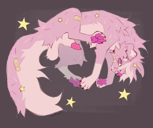 animal_genitalia animal_penis balls band-aid bandage canine_genitalia canine_penis curled_up facial_piercing feral fur genitals hair half-erect knot knotted_penis looking_at_viewer lying male multiple_piercings nose_piercing on_side pawpads paws penile penis piercing pink_body pink_pawpads presenting raised_leg sheath solo tail slumberpup pillow_(slumberpup) canid canine canis domestic_dog mammal absurd_res hi_res