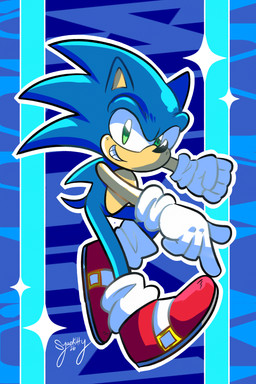anthro biped black_nose blue_body blue_fur clothing countershade_face countershade_fur countershade_torso countershading footwear fur gloves green_eyes grin handwear looking_at_viewer male mostly_nude pose red_clothing red_footwear short_tail simple_background smile socks solo sparkles tail tan_body tan_countershading white_clothing white_footwear white_gloves white_handwear white_socks syaokitty sega sonic_the_hedgehog_(series) sonic_the_hedgehog eulipotyphlan hedgehog mammal 2026 2:3 absurd_res hi_res