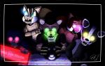 anthro buckteeth dark disembodied_head fangs female glowing glowing_eyes group machine male open_mouth sign teeth text thestupidbutterfly fazbear_fanverse five_nights_at_freddy's popgoes scottgames blackrabbit blake_the_badger popgoes_the_weasel saffron_the_squirrel sara_the_squirrel stone_the_crow animatronic avian badger bird carrion_crow corvid corvus_(genus) crow eurasian_red_squirrel european_badger grey_squirrel lagomorph least_weasel leporid mammal meles mustelid musteline oscine passerine rabbit robot rodent sciurid tree_squirrel true_musteline weasel 2016 english_text hi_res