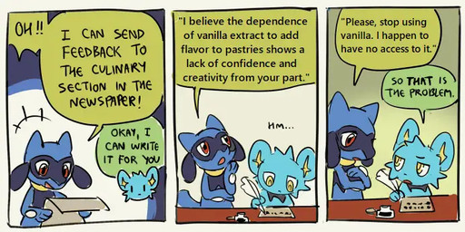 ambiguous_gender anthro black_text blue_body cheek_tuft dialogue duo ellipsis exclamation_point eyebrows facial_tuft furniture green_speech_bubble holding_object holding_paper holding_quill ink looking_at_another loose_feather open_mouth open_smile paper paws pupils quill red_eyes smile speech_bubble table tail talking_to_another text tuft white_sclera writing_text yellow_eyes flavia-elric nintendo pokemon derek_(flavia-elric) shen_(flavia-elric) generation_4_pokemon pokemon_(species) riolu shinx 2026 english_text male_(lore)