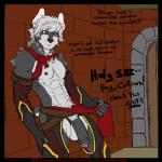 1:1 2014 abs anthro armor armwear athletic balls biceps big_balls big_muscles big_penis biped bottomwear bottomwear_aside canid canine canis castbound chaps clothed clothing clothing_aside color_edit colored countershading dialogue domestic_dog dungeon elbow_gloves english_text fantasy flaccid foreskin fur genitals gloves hair handwear hi_res humanoid_genitalia humanoid_penis husky kevak_(castbound) leather leather_daddy loincloth loincloth_aside male mammal medieval muscular muscular_anthro muscular_male nipples nordic_sled_dog pecs penis presenting solo spitz standing story text third-party_edit topless warrior