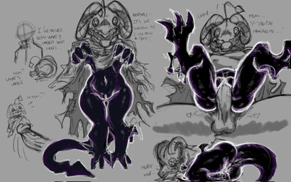anthro bell black_body bodily_fluids button_(fastener) button_eyes cum cum_in_vagina cum_inside dialogue duo female genital_fluids genitals horn male male/female navel open_mouth penis ragged_clothing sex tail text vein veiny_penis vulva any-low-be kobold_doll_(radiosilent) humanoid kobold scalie spirit 16:10 colored hi_res sketch sketch_page widescreen