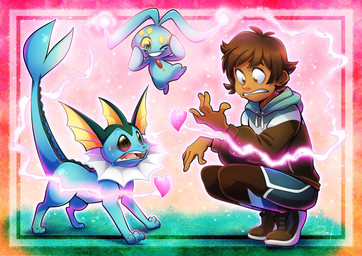ambiguous_gender blue_body body_swap bottomwear brown_hair clothing crouching feral footwear group hair heart_symbol hoodie male shocked shoes shorts simple_background smile surprised tail topwear vaporotem nintendo pokemon axel_(poke789) eeveelution generation_1_pokemon generation_4_pokemon human legendary_pokemon mammal manaphy pokemon_(species) vaporeon digital_media_(artwork) hi_res