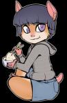 anthro bowl_cut clothing food fur jacket male orange_body orange_fur rice topwear young young_anthro frogela_(artist) cricetid hamster mammal rodent alpha_channel