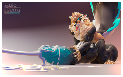 anthro balls big_balls big_penis bodily_fluids border cum cum_in_mouth cum_inside cum_on_face cum_on_penis ejaculation genital_fluids genitals hyper male masturbation muscular penile penile_masturbation penis solo tail white_border azemkek leodamodeler_(modeler) mythology azem_(azemkek) canid canine dragon draksune fox hybrid mammal mythological_creature mythological_scalie scalie 2024 3d_(artwork) absurd_res digital_media_(artwork) hi_res