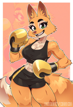 abs anthro big_breasts biped border boxing_gloves boxing_shorts bra breasts cheek_tuft clothed clothed_anthro clothed_female clothing countershade_face countershade_fur countershading dipstick_tail eyebrows eyelashes facial_tuft female fully_clothed fully_clothed_anthro fully_clothed_female fur green_eyes handwear markings muscular muscular_anthro muscular_female orange_body orange_fur outside_border smile smiling_at_viewer solo sports_bra tail tail_markings thick_eyelashes thick_thighs tuft underwear white_border wide_hips demonandwolf dreamworks the_bad_guys diane_foxington canid canine fox mammal hi_res