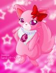 bokeh bow_(feature) bow_accessory ear_bow female looking_at_viewer pattern_background pink_background pink_eyes semi-anthro simple_background smile solo star star-shaped_background star_bokeh text y2k_(graphic_design) mrsorange jewelpet sanrio sega sega_fave garnet_(jewelpet) domestic_cat felid feline felis mammal persian_cat translated