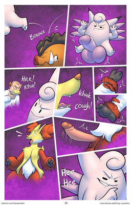 anthro balls big_balls big_penis duo genitals group male male/male penis sex transformation doost nintendo pokemon clefable delphox generation_1_pokemon generation_6_pokemon pokemon_(species) hi_res