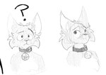 anthro bell bell_collar collar confusion fur hair looking_away male question_mark simple_background solo standing whiskers white_background sushiamazing mo_(sushiamazing) domestic_cat felid feline felis mammal 2023 bust_portrait digital_media_(artwork) monochrome portrait sketch