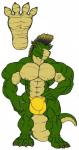 abs anthro athletic biceps big_muscles biped bulge claws clothed clothing green_body green_hair green_skin grin hair horn looking_at_viewer male muscular muscular_anthro muscular_male nipples pecs pose scales simple_background smile solo speedo standing swimwear tail toe_claws topless vein white_background yellow_body yellow_eyes yellow_skin zeusralo european_mythology mythology thoran dragon mythological_creature mythological_scalie reptile scalie western_dragon wingless_dragon 135:256 hi_res