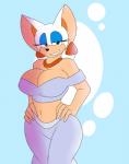 2014 absurd_res anthro bat big_breasts breasts cleavage clothed clothing female hi_res huge_breasts mammal off_shoulder rouge_the_bat sega smile solo sonic_the_hedgehog_(series) superix