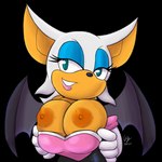 anthro areola armwear bat_wings breasts clothing elbow_gloves eyeshadow female flashing flashing_breasts fur gloves handwear lipstick makeup membrane_(anatomy) membranous_wings narrowed_eyes nipples smile solo tan_body tan_skin white_body white_fur wings gregthelion sega sonic_the_hedgehog_(series) rouge_the_bat bat mammal 1:1 2020 absurd_res alpha_channel hi_res signature