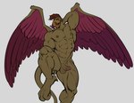 abs anthro balls beak bent_leg biceps big_muscles bodily_fluids erection feathered_wings feathers feet flower flower_in_mouth foreskin genital_fluids genitals grey_background hair hand_behind_head hand_on_leg hand_on_thigh humanoid_genitalia humanoid_penis looking_at_viewer male muscular muscular_anthro muscular_male narrowed_eyes navel nipples nude pecs penis plant precum quads simple_background smile solo talons thick_thighs toes wings smagma disney gargoyles mythology griff_(gargoyles) avian gryphon mythological_avian mythological_creature 2021 absurd_res hi_res