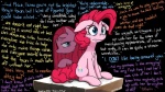 blue_eyes bodily_fluids crying cutie_mark dialogue dual_persona duo female feral hair pink_hair quadruped sad square_crossover tail tears text text_background wall_of_text miles_(artist) ntsts friendship_is_magic hasbro my_little_pony pinkamena_(mlp) pinkie_pie_(mlp) earth_pony equid equine horse mammal pony 16:9 english_text widescreen