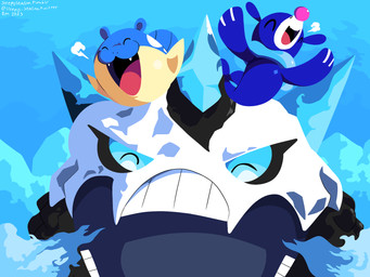 ambiguous_gender blue_body eyes_closed fangs feral group markings multicolored_body open_mouth size_difference teeth tongue trio two_tone_body whisker_markings sleepy_sealion nintendo pokemon generation_3_pokemon generation_6_pokemon generation_7_pokemon mega_evolution mega_glalie pokemon_(species) popplio spheal 2025 4:3 absurd_res dated hi_res signature