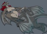 abdominal_bulge anthro breasts cunnilingus duo female female/female oral sex smile spread_legs spreading tail_anus tongue tongue_out vaginal jamesalesto mythology dragon mythological_creature mythological_scalie scalie animated