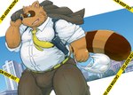 anthro blue_eyes bottomwear clothing humanoid_hands kemono male necktie overweight overweight_anthro overweight_male pants shirt solo topwear rockmai3 sengoku_puzzle shadow_ieyasu canid canine mammal raccoon_dog tanuki 2021 hi_res