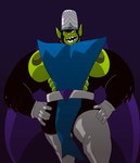 anthro big_pecs black_body black_fur boots cape clothing footwear fur green_body handwear headgear headwear male muscular muscular_anthro muscular_male nipples pecs shoes solo teeth swirlzeez cartoon_network powerpuff_girls mojo_jojo ape haplorhine mammal primate hi_res