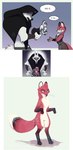 anthro blue_eyes clothed clothing duo female fluffy male male/female nude red_eyes semi-anthro shadow size_difference standing text lehicolmillos dreamworks puss_in_boots_(franchise) death_(puss_in_boots) fan_character canid canine canis fox mammal wolf absurd_res english_text hi_res