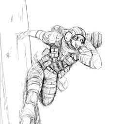 anthro belt explosives female grenade military running scar soldier solo warrior weapon hladilnik electronic_arts respawn_entertainment titanfall militia_(titanfall) samantha_thott canid canine canis domestic_dog mammal 1:1 hi_res monochrome sketch