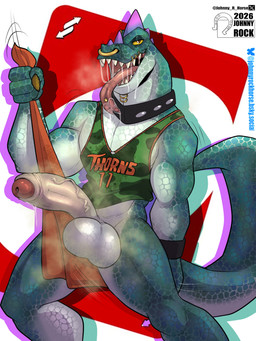 anthro balls basketball_uniform bedroom_eyes biceps big_balls big_penis bodily_fluids bottomless bottomless_anthro bottomless_male clothed clothing collar ear_piercing facial_piercing fingers genital_fluids genitals green_body half-closed_eyes half-erect holding_object holding_towel humanoid_genitalia humanoid_penis leaking_precum lip_piercing lip_ring looking_at_viewer male muscular muscular_anthro muscular_male musk musky_balls musky_penis narrowed_eyes non-mammal_balls nose_piercing nose_ring open_mouth penis piercing precum precum_string ring_piercing saliva saliva_string scales seductive septum_piercing septum_ring shirt simple_background smelly smelly_balls smelly_penis smile solo sportswear standing tail tank_top teeth text tongue tongue_out tongue_piercing topwear towel uniform vein veiny_penis shawd goat_(movie) sony_corporation sony_pictures uno modo_olachenko komodo_dragon lizard monitor_lizard reptile scalie 2026 3:4 digital_media_(artwork) english_text hi_res