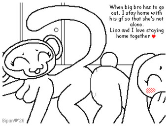 anthro ass_to_ass big_breasts big_butt big_ears blush blush_lines bouncing_breasts bouncing_butt breasts butt cat_smile covering covering_mouth covering_own_mouth covering_self crouching dildo door double_dildo duo eyelashes eyes_closed female female/female floppy_ears happy heart_symbol implied_incest long_ears long_eyelashes long_tail monkey_tail narration open_mouth open_smile penetration pixelated round_ears sagging_breasts scut_tail sex_toy sex_toy_insertion sharing_dildo sharing_sex_toy short_tail simple_background slightly_chubby slim small_eyebrows smile tail text thick_thighs vaginal vaginal_penetration bipan jeanne_(bipan) lisa_(bipan) haplorhine lagomorph mammal monkey primate 4:3 animated digital_media_(artwork) english_text flipnote_studio_(artwork) flipnote_studio_3d_(artwork) restricted_palette