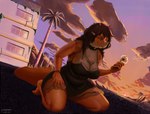 anthro barefoot big_breasts breasts brown_hair clothed clothing dandelion feet female flower hair kneeling orange_body plant red_eyes smile solo stonyonee cavemanon_studios goodbye_volcano_high snoot_game rosa_(gvh) ceratopsian dinosaur ornithischian prehistoric_species reptile scalie triceratops 2025 absurd_res hi_res