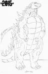 anthro male simple_background solo standing white_background sr71beta godzilla_(series) monsterverse toho godzilla scalie 2015 absurd_res hi_res monochrome