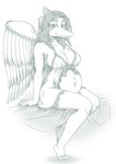 5_fingers 5_toes anthro back_wings big_breasts bone_frill breasts clothing dress fangs feathered_wings feathers feet female fingers frill_(anatomy) hair long_hair looking_at_viewer navel non-mammal_breasts non-mammal_navel outie_navel pregnant pregnant_anthro pregnant_female simple_background sitting smile smiling_at_viewer snout solo teeth tiptoes toes white_background wings lazy-a-ile goodbye_volcano_high fang_(gvh) prehistoric_species pterodactylus pterosaur reptile scalie 2024 greyscale monochrome shaded soft_shading