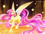 blue_eyes collar feathered_wings feathers female feral hair long_hair pink_hair solo sparkles star tail_extensions wings yellow_body yellow_feathers koveliana friendship_is_magic hasbro my_little_pony mythology fluttershy_(mlp) equid equine mammal mythological_creature mythological_equine pegasus 2016 hi_res