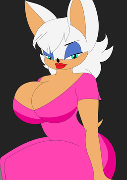 anthro big_breasts breasts cleavage clothed clothing female huge_breasts sitting solo bigboy4025_(artist) sega sonic_the_hedgehog_(series) rouge_the_bat bat mammal absurd_res hi_res