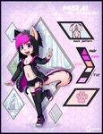 anthro border clothing female flat_chested footwear legwear purple_border socks solo text thigh_highs young young_female dream_mirage the_neon_city mirai_(hyperion) hybrid unknown_species absurd_res english_text hi_res model_sheet