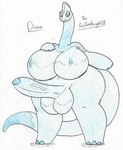 balls big_breasts big_butt big_penis breasts butt genitals gynomorph intersex penis solo thick_thighs chasey_ultra_beast_goodra wolfespada brachio diana_(character) hi_res