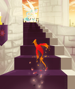 canterlot detailed_background duo dying feathered_wings feathers female feral horn princess quadruped royalty scenery sunset tail wings lightofthunder european_mythology friendship_is_magic greek_mythology hasbro my_little_pony mythology philomena_(mlp) princess_celestia_(mlp) avian equid equine mammal mythological_avian mythological_bird mythological_creature mythological_equine mythological_firebird phoenix winged_unicorn 5:6 hi_res