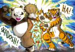 2014 anthro bear better_late_than_never comic daigaijin dialogue dreamworks duo english_text felid female fur genitals giant_panda kung_fu_panda male mammal master_po_ping master_tigress multicolored_body multicolored_fur muscular nude open_mouth painting_(artwork) pantherine pussy text tiger traditional_media_(artwork) watercolor_(artwork)