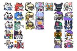 anthro belly bodily_fluids chibi crying eyes_closed female fur gesture group hair hair_over_eyes hand_gesture heart_symbol male melee_weapon orange_eyes overweight prison_cell sharp_teeth sleeping smile sword tears teeth tusks v_sign weapon yellow_body yellow_eyes yellow_fur bloloblolo bandai_namco digimon angoramon betelgammamon blackgatomon_uver. bokomon canoweissmon digimon_(species) dracmon gammamon gulusgammamon humanoid jellymon kausgammamon lamortmon meicoomon morphomon mummymon pilomon pumpkinmon symbareangoramon tapirmon teslajellymon thetismon wezengammamon