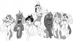 2014 anthro anthrofied arthropod bat_pony beverage black_hair bra changeling chimera clothing crossgender digital_drawing_(artwork) digital_media_(artwork) discord_(mlp) draconequus equid equine eyebrows eyelashes feathered_wings feathers female flutterbat_(mlp) fluttershy_(mlp) food friendship_is_magic fur greyscale group hair half-closed_eyes hands_behind_back hasbro horn kevinsano king_sombra_(mlp) legwear long_hair looking_at_viewer mammal monochrome mtf_crossgender my_little_pony mythological_creature mythological_equine mythology narrowed_eyes open_mouth panties princess_celestia_(mlp) princess_luna_(mlp) queen_chrysalis_(mlp) stockings teeth tongue tongue_out twilight_sparkle_(mlp) underwear unicorn winged_unicorn wings