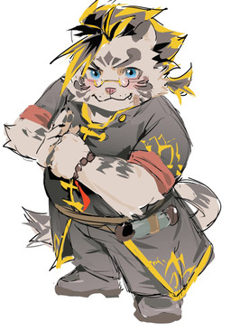 anthro bandage blue_eyes blush bracelet chibi claws eyewear finger_claws fur glasses jewelry looking_at_viewer male overweight overweight_male pawpads simple_background solo striped_body striped_fur stripes white_background white_body white_fur popcornduck2 lifewonders tokyo_afterschool_summoners licho_(tas) felid mammal pantherine tiger hi_res