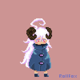 chibi curled_horn female horn sprite_art rollfox bovid caprine caprine_demon demon goat_demon humanoid mammal 1:1 animated digital_media_(artwork) low_res pixel_(artwork) pixel_animation