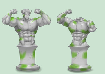 bad_end bicep_curl bound clothing destruction encasement goo_transformation inanimate_transformation male male/male missing_arm missing_head missing_limb moss muscular not_furry permanent permanent_encasement permanent_transformation petrification plant shirt statue_transformation statuefication tank_top topwear transformation transformation_by_object transformation_sequence alabuster alberto_(antifreeze) neptune_mereaux humanoid absurd_res hi_res